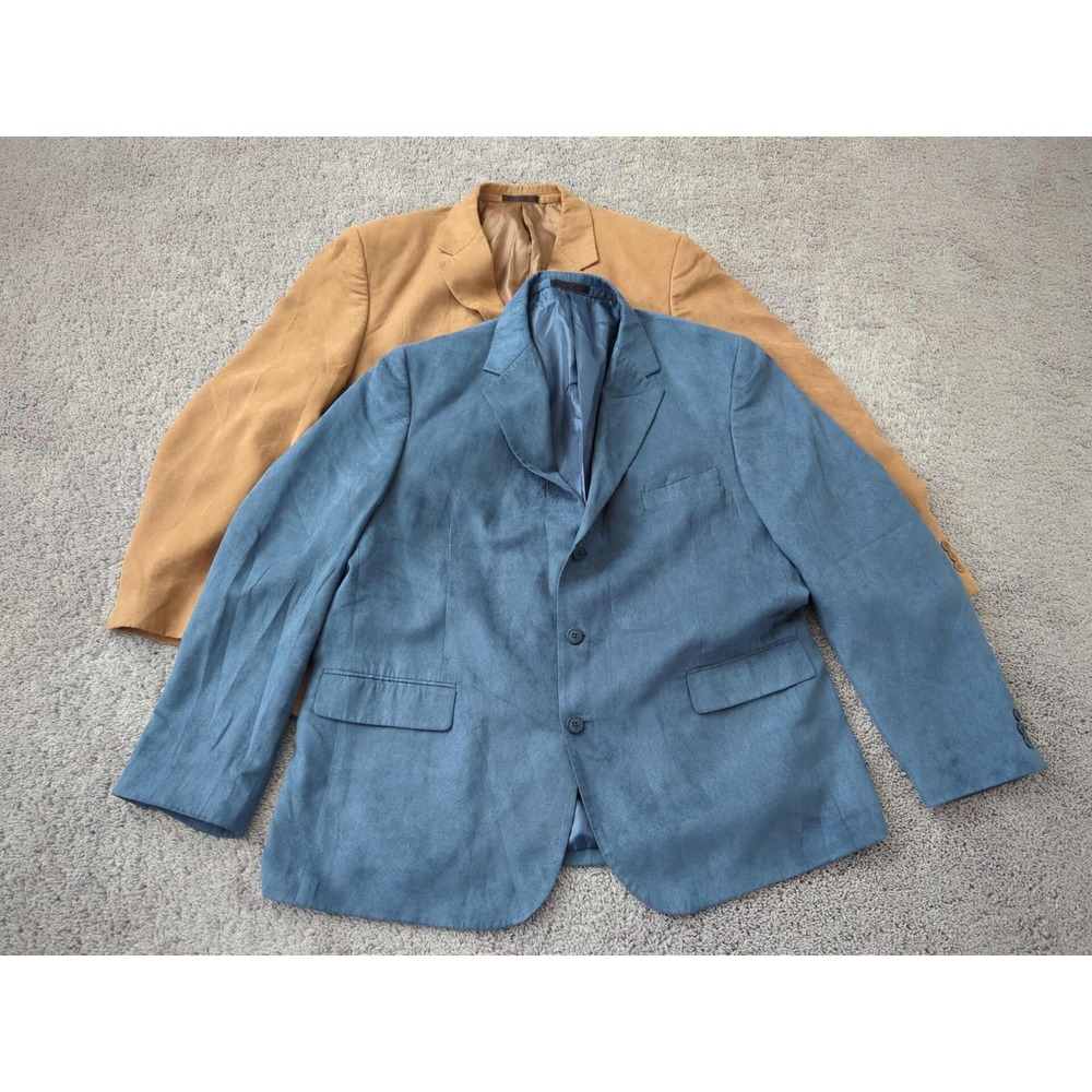 Lot of 2 Personal Choice Sport Coat Blazer Mens 50 Blue Tan‎ Three Button Front